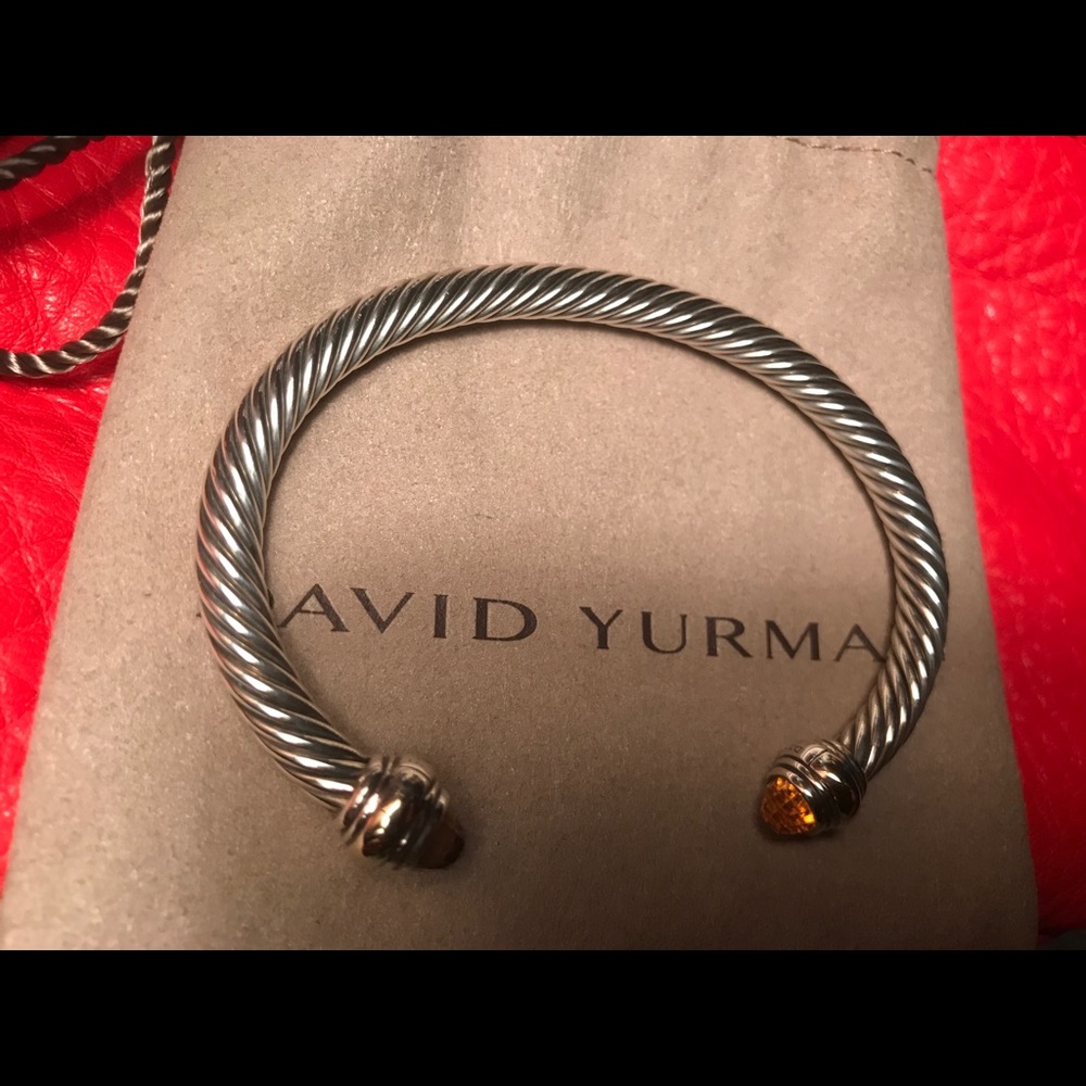 Auth. David Yurman 5mm 14k Citrine Cable Bangle - Picture 3 of 8